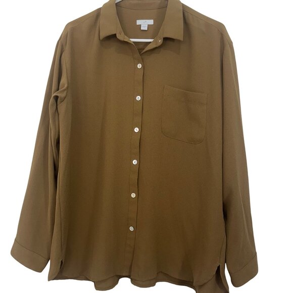 J. Jill Womens Button-Down Long Sleeve Tunic Top Size Medium Brown Relaxed Fit - Picture 10 of 13